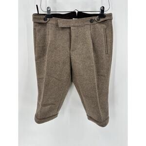 Miu Miu Vintage Pleated Knit Shorts Womens 42 Brown Knee Length 100% Wool Button